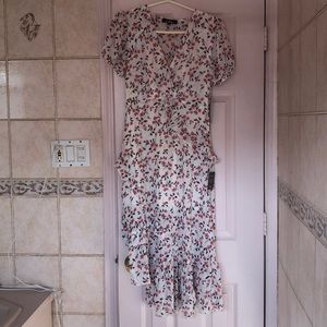 Lulus floral asymmetrical midi dress